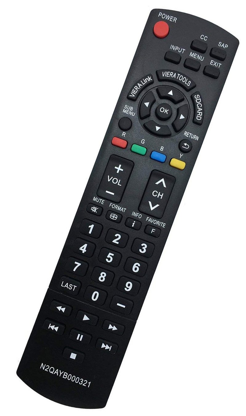 UBay N2QAYB000321 Remote Compatible with Panasonic LCD Plasma TV TC-26LX14 TC-L26X1 TC-32LX14 TC-L32C12K TC-L32C12N TC-L32G1 TC-L37S1 TC-P42X1N TC-P46S1 TC-P50C1 TC-P50X1N TC-P54S1 TC-P58S1 TC-P65 - Image 1